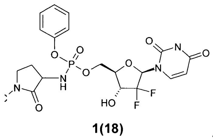 Замещенные (2r,3r,5r)-3-гидрокси-(5-пиримидин-1-ил)тетрагидрофуран-2-илметил арил фосфорамидаты (патент 2553996)