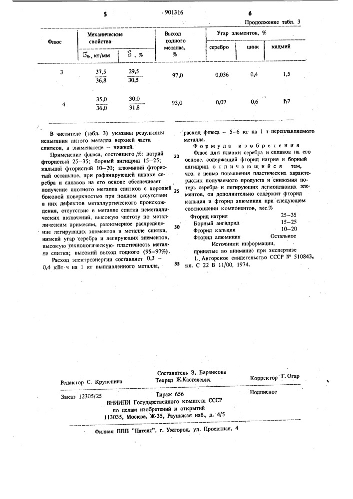 Флюс для плавки серебра и сплавов на его основе (патент 901316)