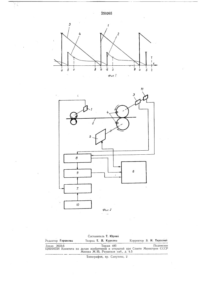 Способ автоматического управления приводом механизмов для мерной резки движущегосяпроката (патент 250265)