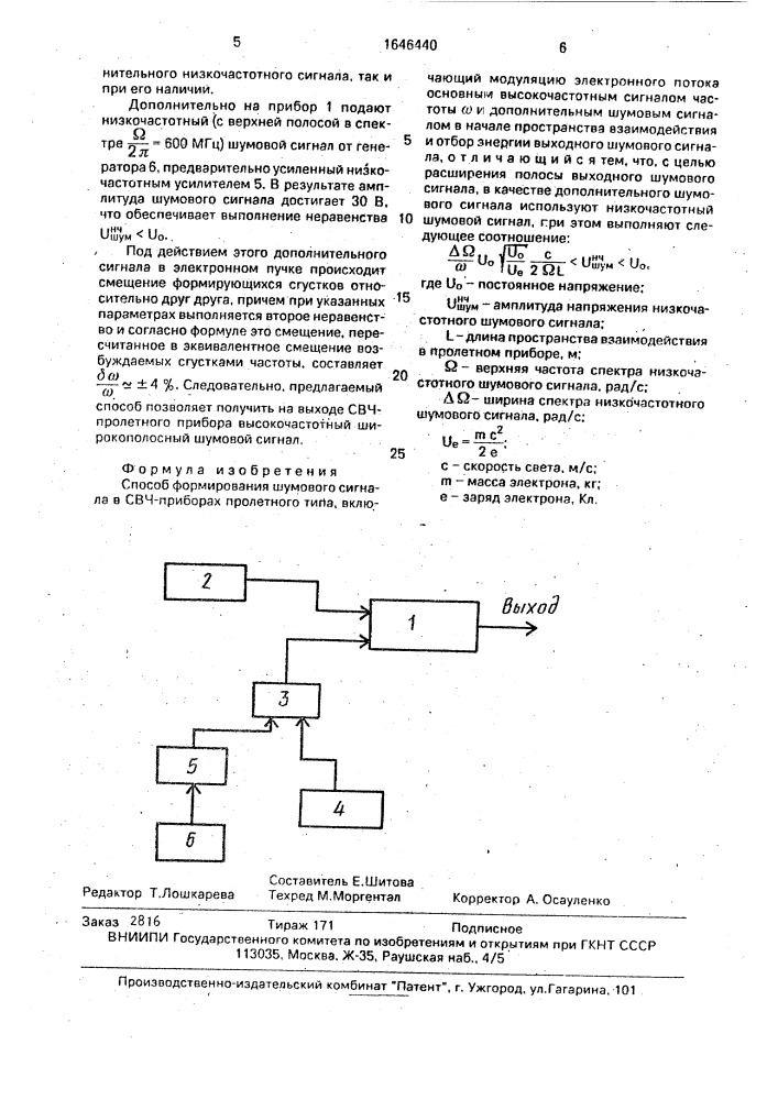 Способ формирования шумового сигнала в свч-приборах пролетного типа (патент 1646440)