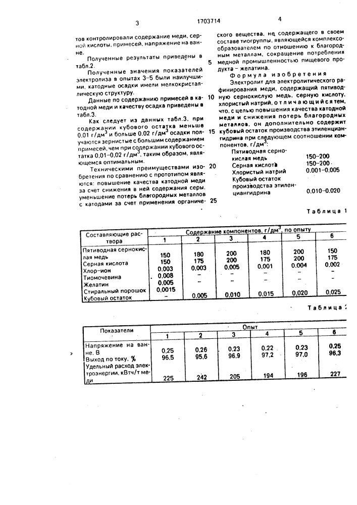 Электролит для электролитического рафинирования меди (патент 1703714)