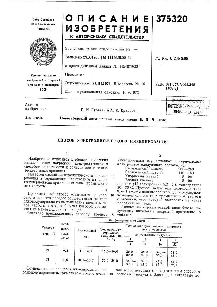 Библиотека (патент 375320)