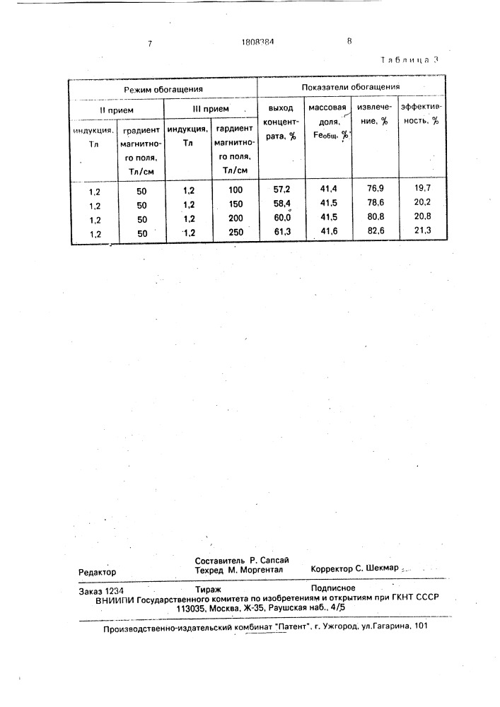 Способ обогащения слабомагнитных руд (патент 1808384)