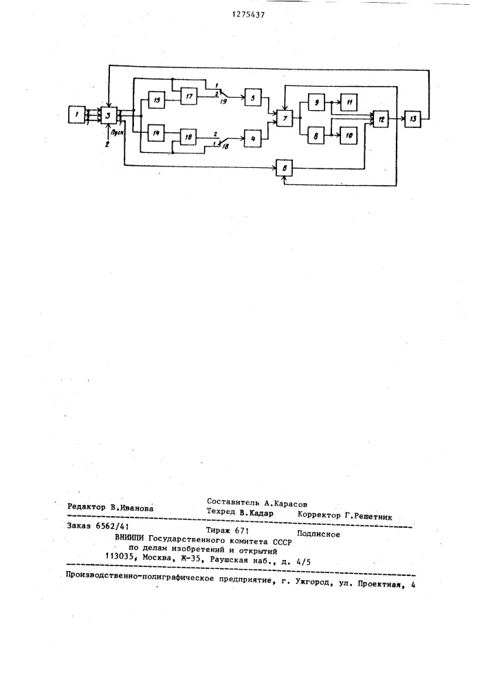 Генератор одномерных дискретных случайных блужданий (патент 1275437)