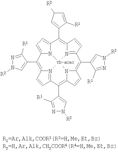 Иттербиевые комплексы тетрапиразолилпорфиринов как флуоресцентные метки для диагностики злокачественных новообразований (патент 2372099)
