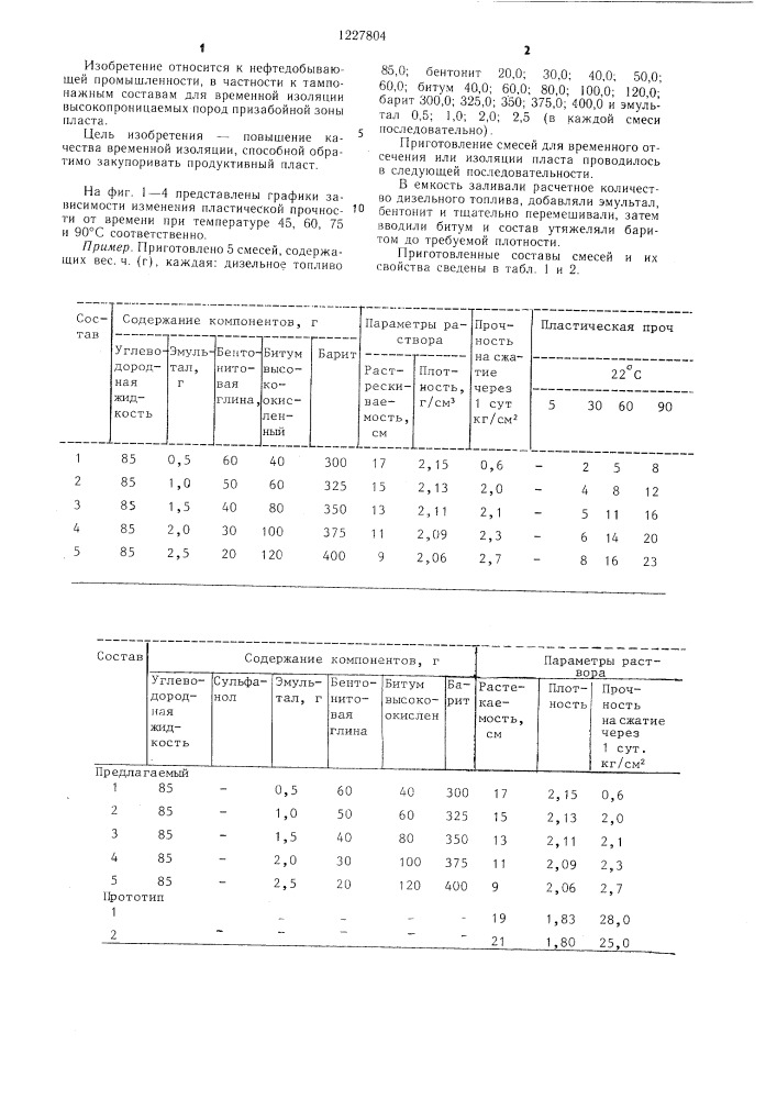 Тампонажный состав для временной изоляции пласта (патент 1227804)