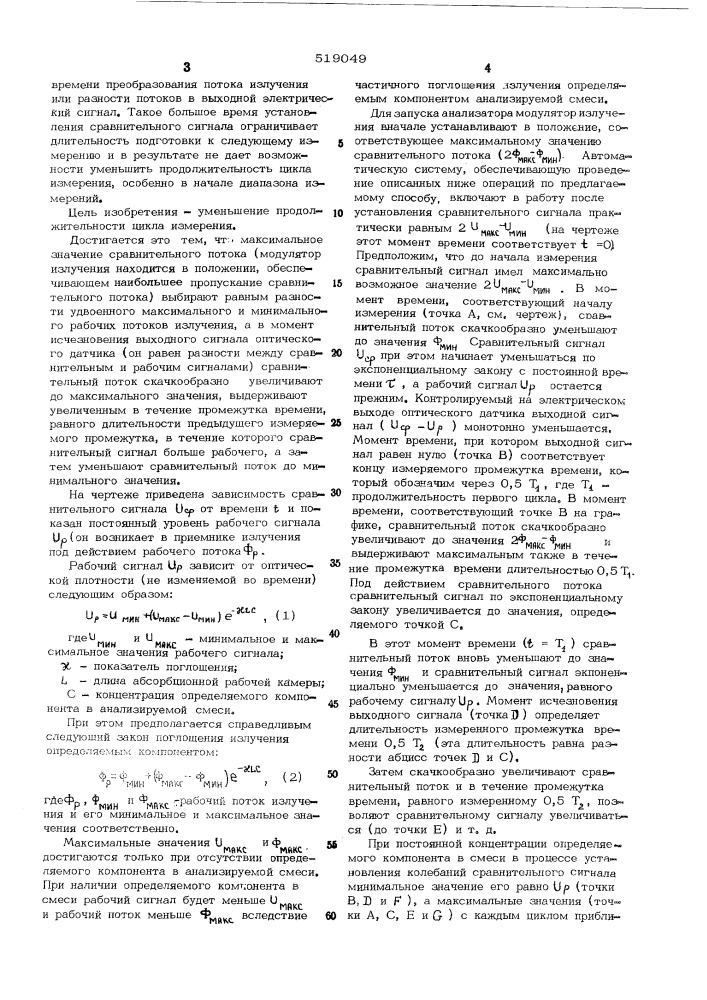Способ оптического абсорбционного анализа (патент 519049)