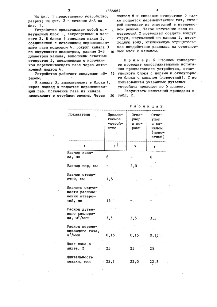 Устройство для подачи газа в конвертер (патент 1386664)