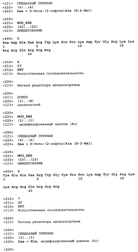 Лиганды рецепторов меланокортинов (патент 2401841)