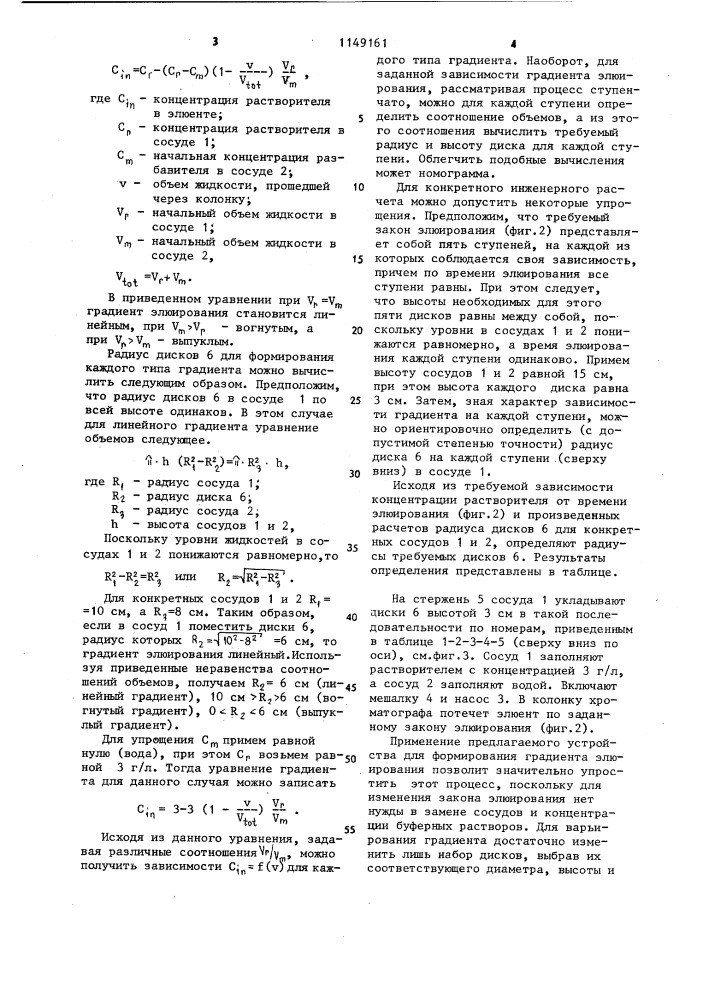 Устройство для формирования градиента элюирования в жидкостном хроматографе (патент 1149161)