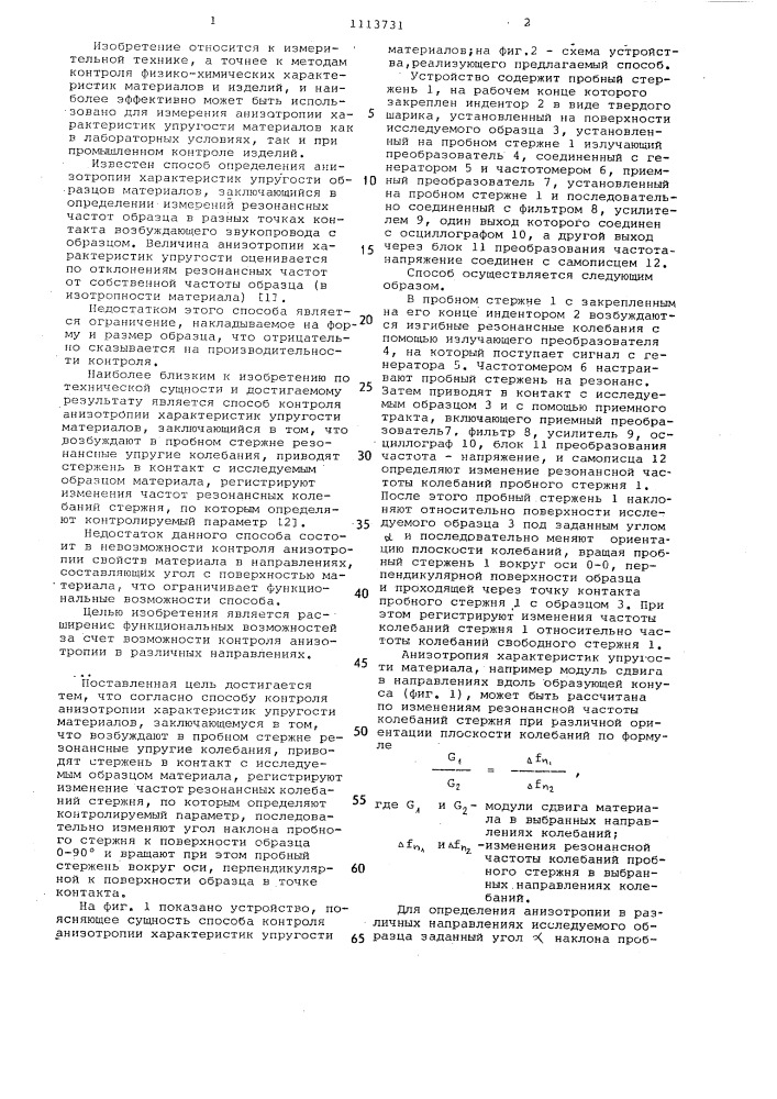 Способ контроля анизотропии характеристик упругости материалов (патент 1113731)