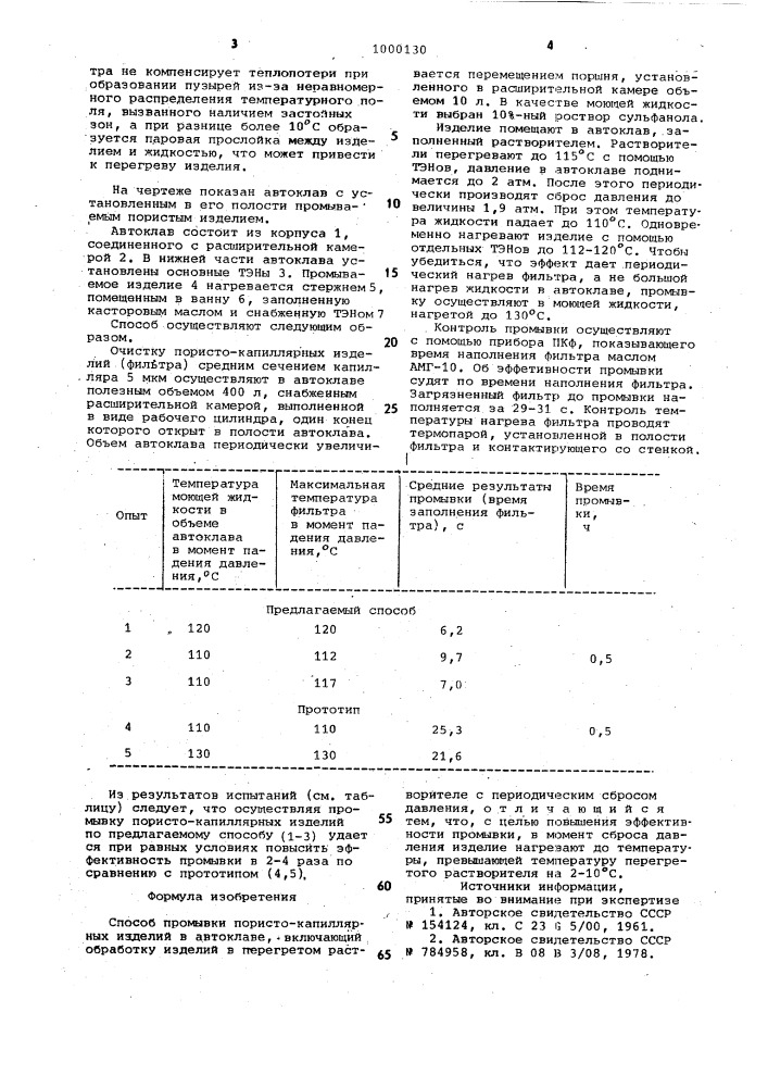 Способ промывки пористо-капиллярных изделий в автоклаве (патент 1000130)