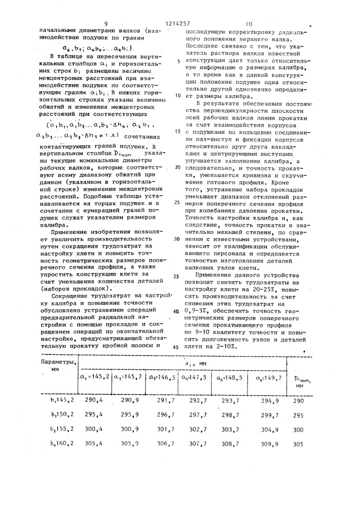 Бесстанинная прокатная клеть (патент 1214257)