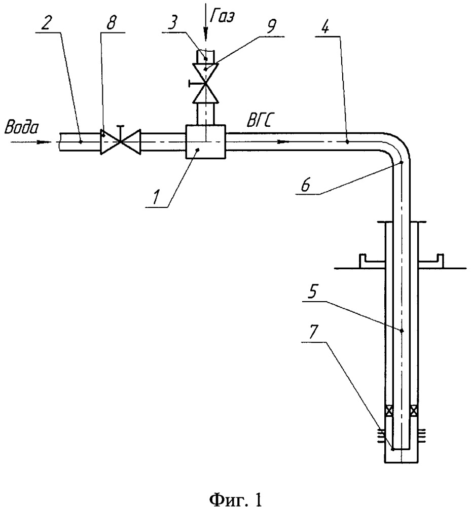 Способ подготовки и закачки мелкодисперсной водогазовой смеси в нагнетательную скважину и устройство для получения этой смеси (патент 2659444)