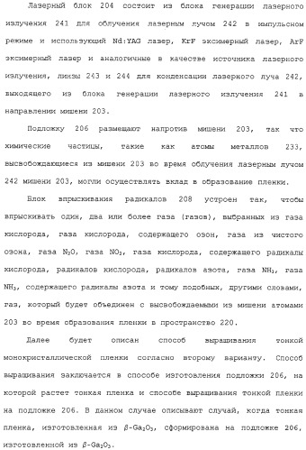 Способ выращивания тонкой монокристаллической пленки, светоизлучающее устройство на основе ga2o 3 и способ его изготовления (патент 2313623)