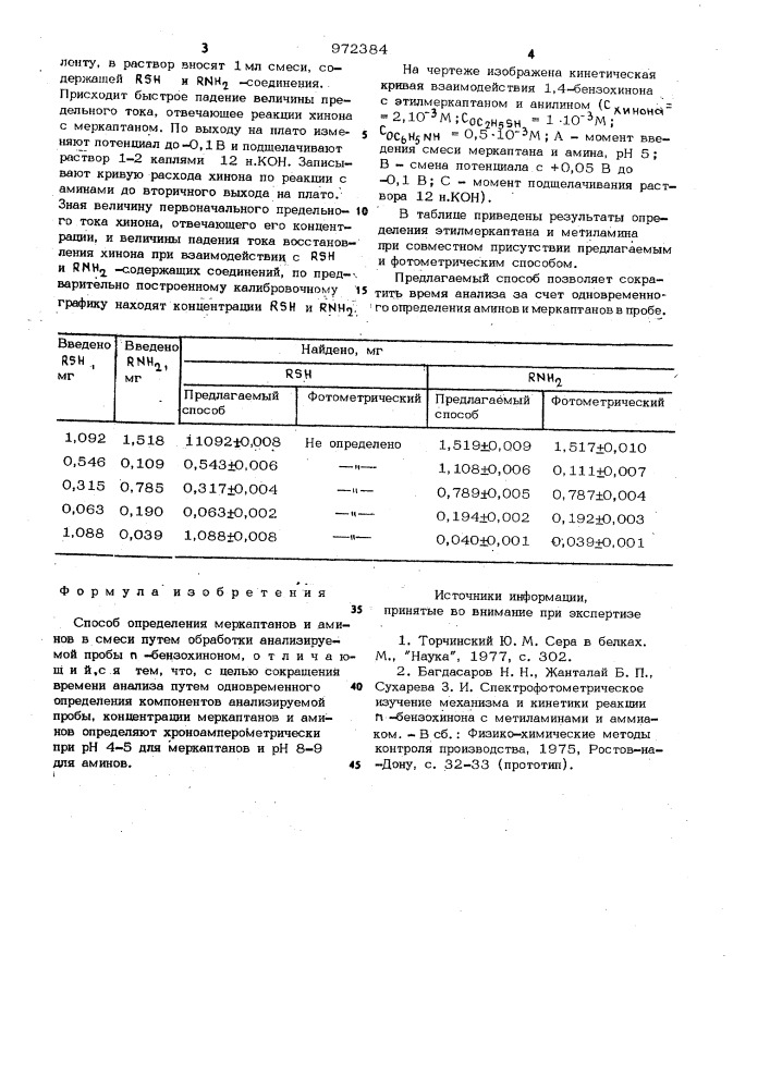 Способ определения меркаптанов и аминов в смеси (патент 972384)