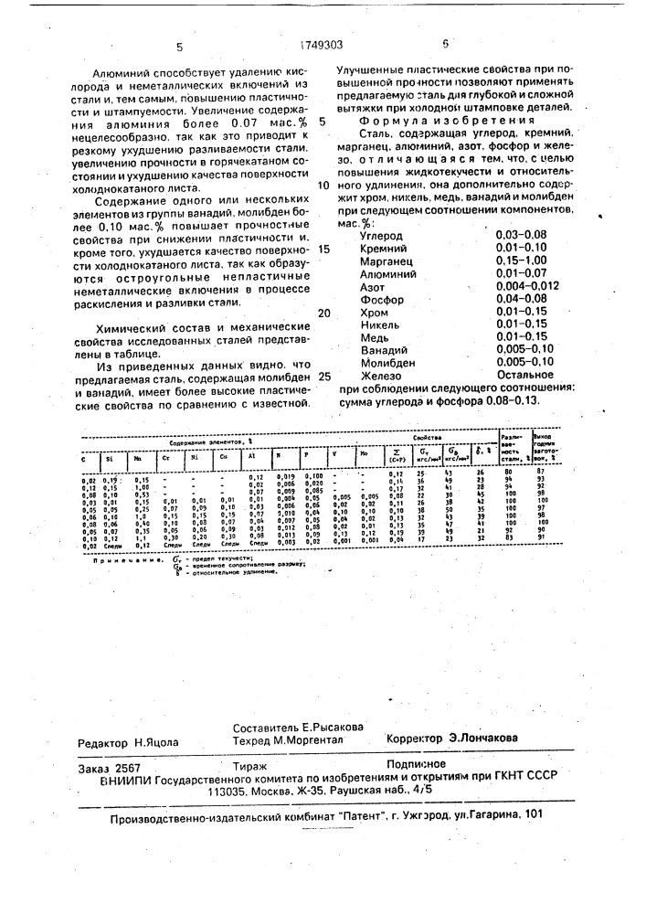Сталь (патент 1749303)