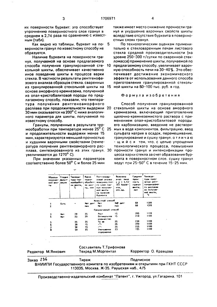 Способ получения гранулированной стекольной шихты (патент 1706971)