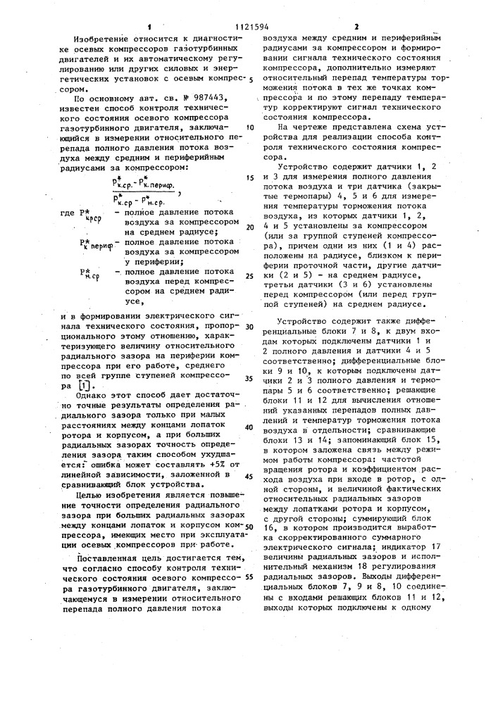 Способ контроля технического состояния осевого компрессора (патент 1121594)