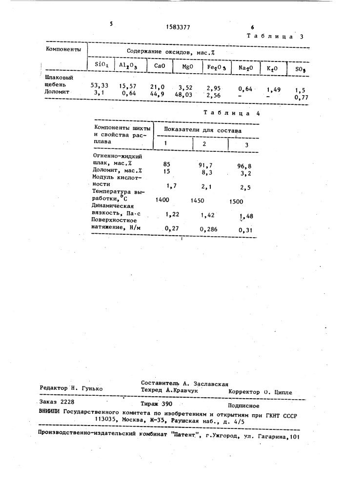 Минеральная вата (патент 1583377)