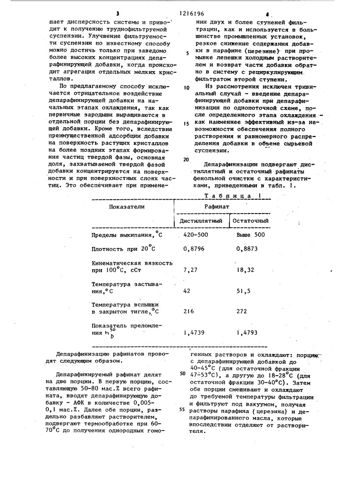 Способ депарафинизации масляных фракций (патент 1216196)