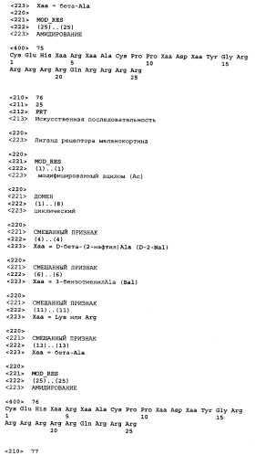 Лиганды рецепторов меланокортинов (патент 2401841)