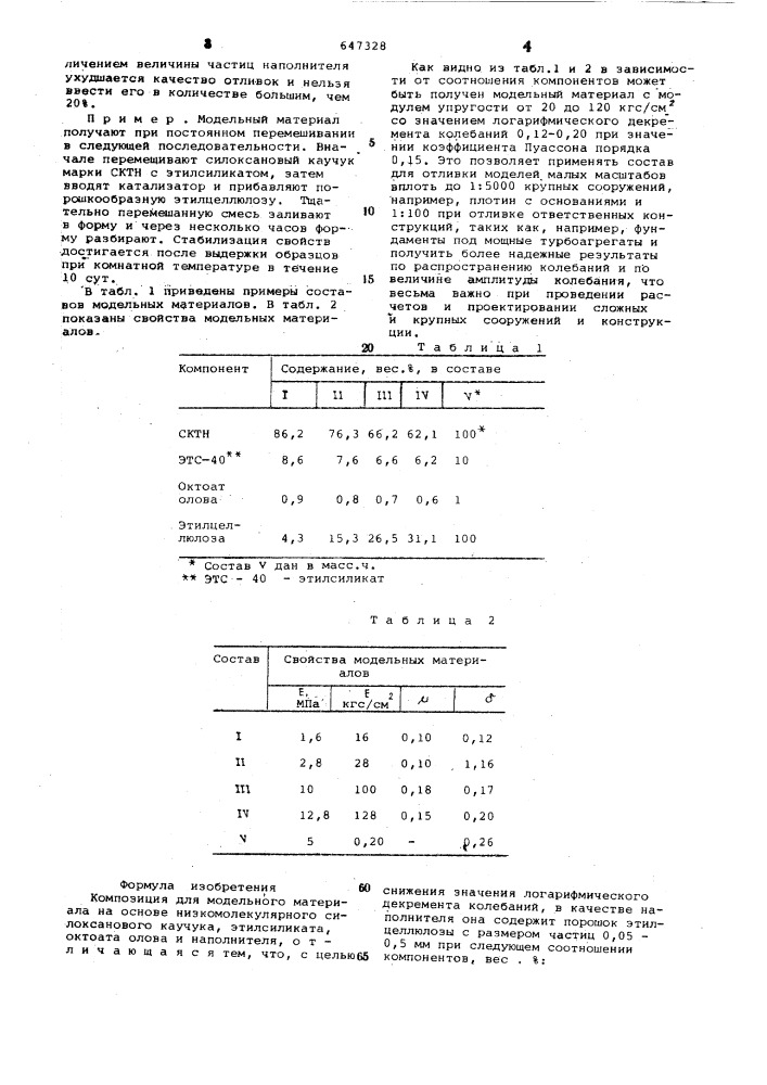 Композиция для модельного материала (патент 647328)