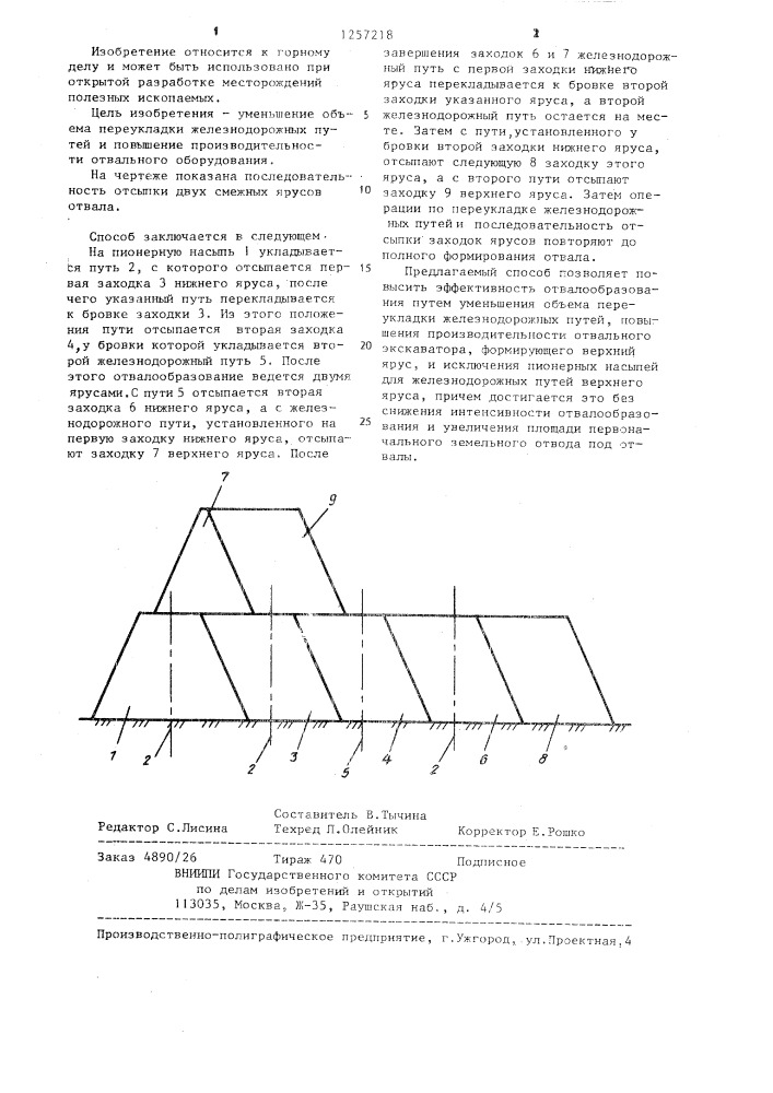 Способ формирования многоярусных отвалов (патент 1257218)