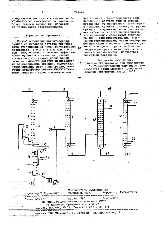 Способ выделения полиэтиленполиаминов (патент 767086)