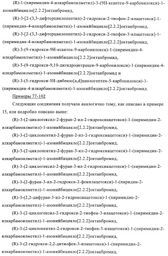 Производные хинуклидина и их применение в качестве антагонистов мускариновых рецепторов м3 (патент 2399620)