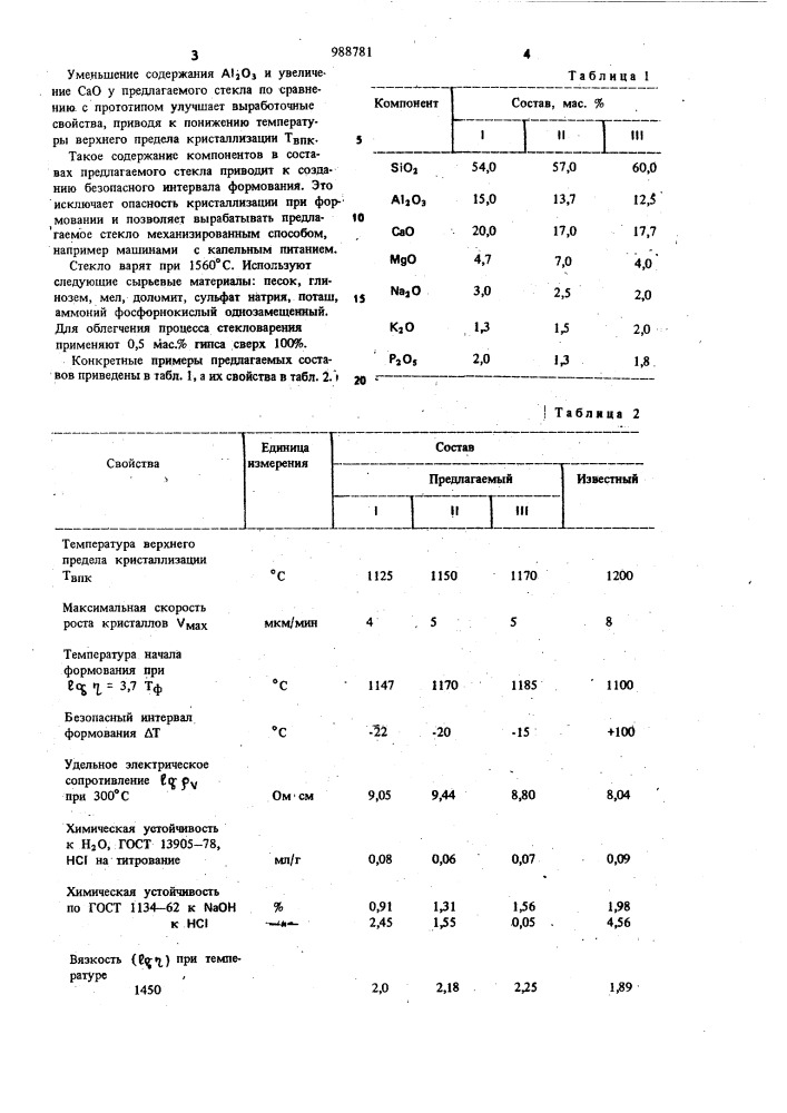 Стекло (патент 988781)