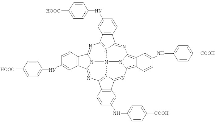 Металлокомплексы тетра-4-[(4&#39;-карбокси)фениламино]фталоцианина (патент 2463324)