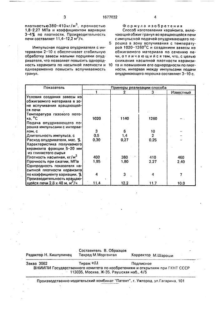 Способ изготовления керамзита (патент 1677032)