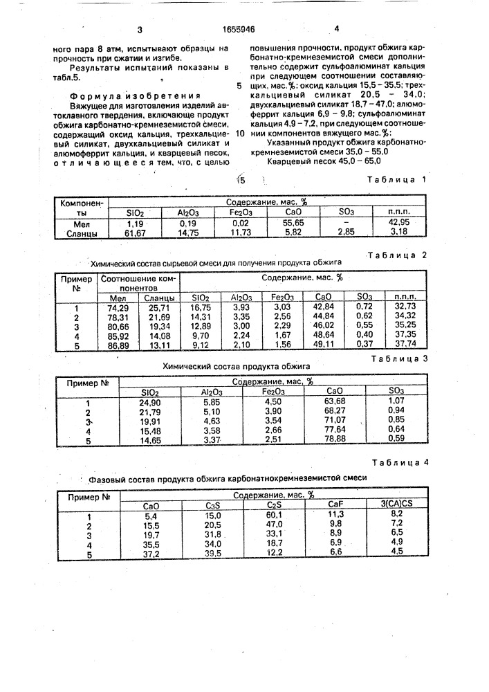 Вяжущее для изготовления изделий автоклавного твердения (патент 1655946)