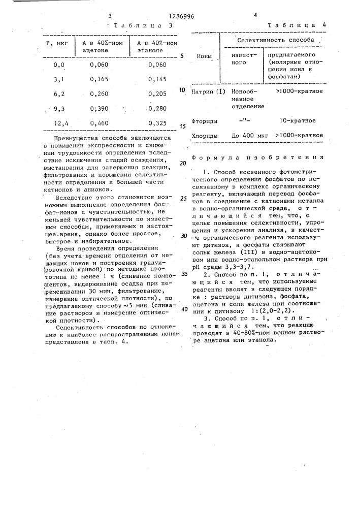 Способ косвенного фотометрического определения фосфатов (патент 1286996)