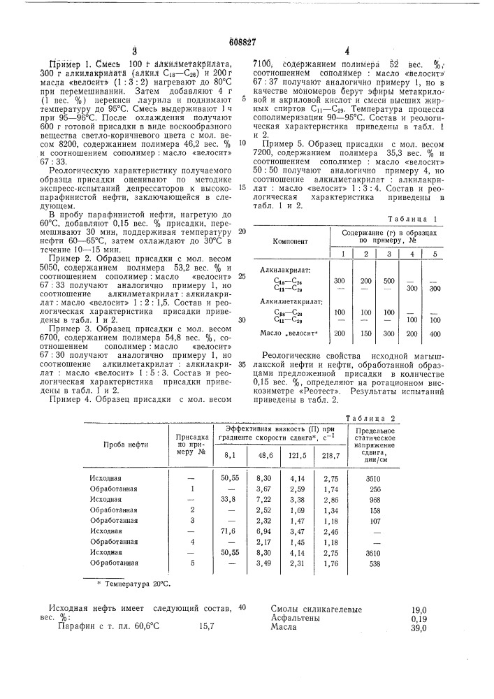 Присадка к высокопарафинистой нефти (патент 608827)