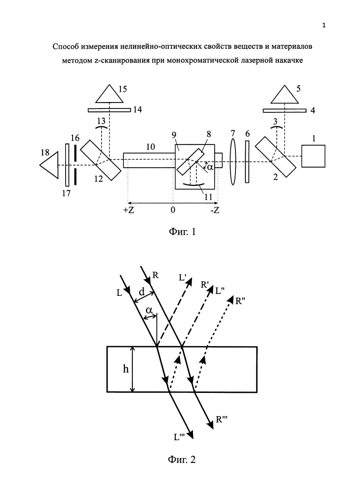 Способ измерения нелинейно-оптических свойств веществ и материалов методом z-сканирования при монохроматической лазерной накачке (патент 2626060)