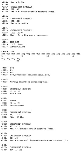 Лиганды рецепторов меланокортинов (патент 2401841)