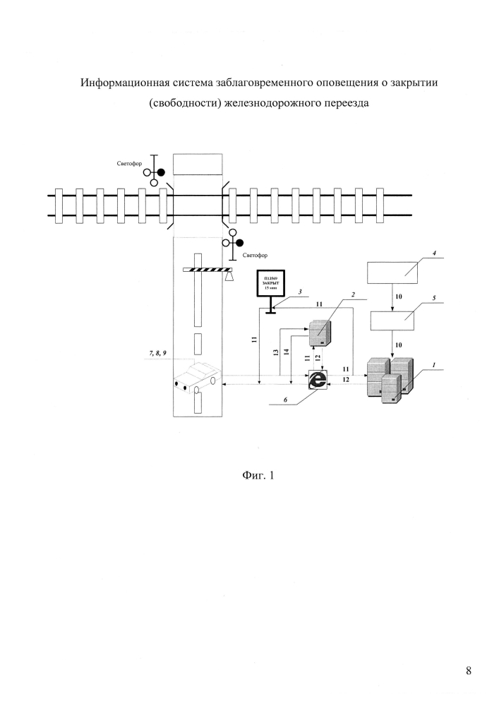 Информационная система заблаговременного оповещения о закрытии (свободности) железнодорожного переезда (патент 2602517)