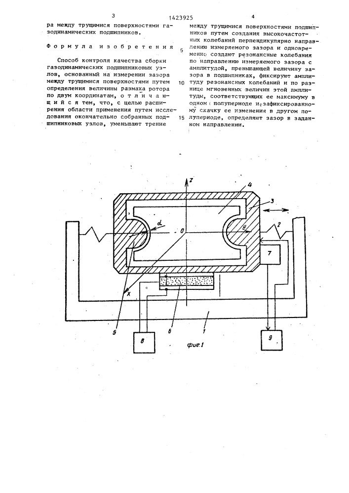 Способ контроля качества сборки газодинамических подшипниковых узлов (патент 1423925)