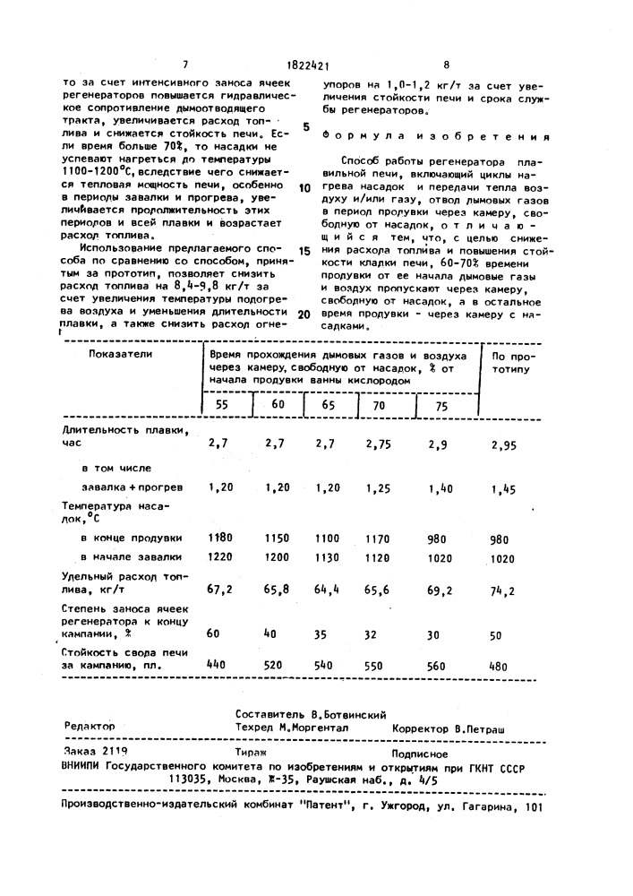 Способ работы регенератора (патент 1822421)
