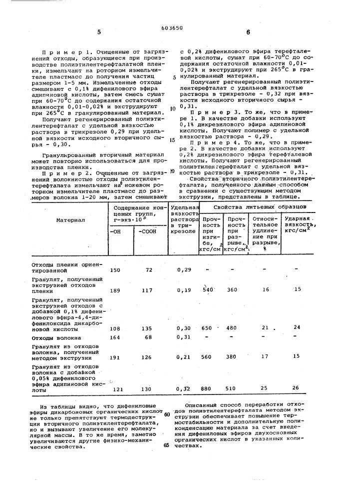 Способ переработки отходов полиэтилентерефталата (патент 603650)