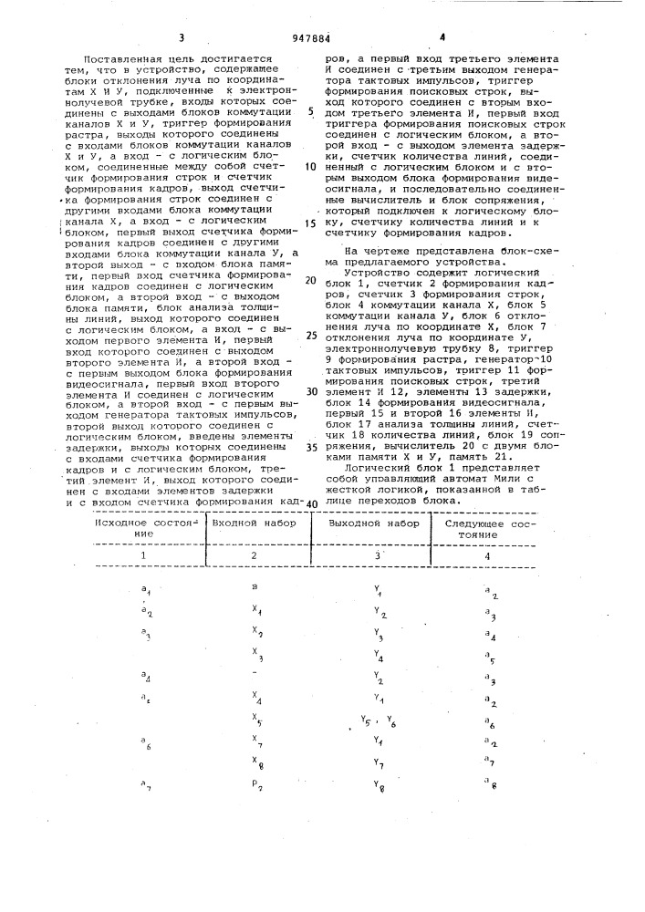 Устройство для считывания графической информации (патент 947884)