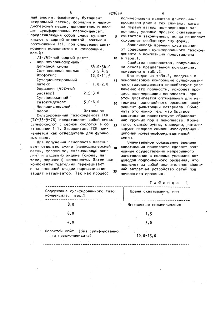 Композиция для получения пенопласта (патент 929659)