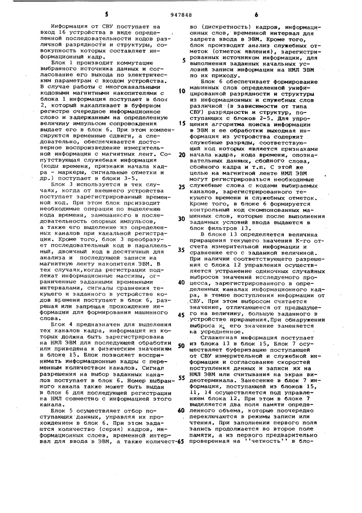 Устройство для ввода информации (патент 947848)