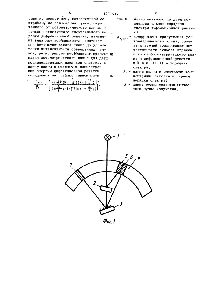 Способ определения длины волны в максимуме концентрации энергии дифракционной решетки (патент 1497605)