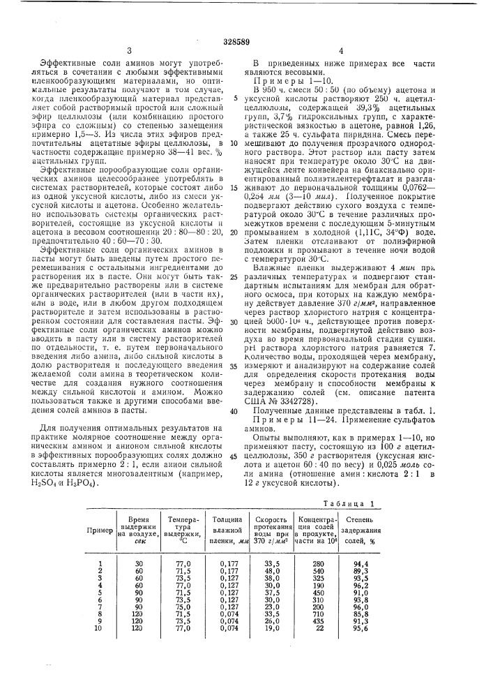 Способ получения полупроницаемых мембран (патент 328589)