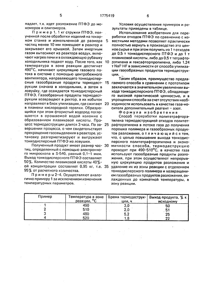 Способ переработки политетрафторэтилена (патент 1775419)