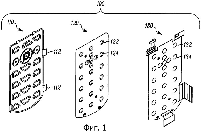 Узлы и компоненты тонкой клавишной панели для электронных устройств и способы (патент 2325720)