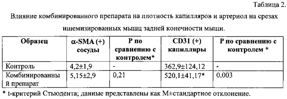 Способ стимуляции ангиогенеза в ишеминизированных тканях и комбинированное лекарственное средство для осуществления способа (патент 2628706)